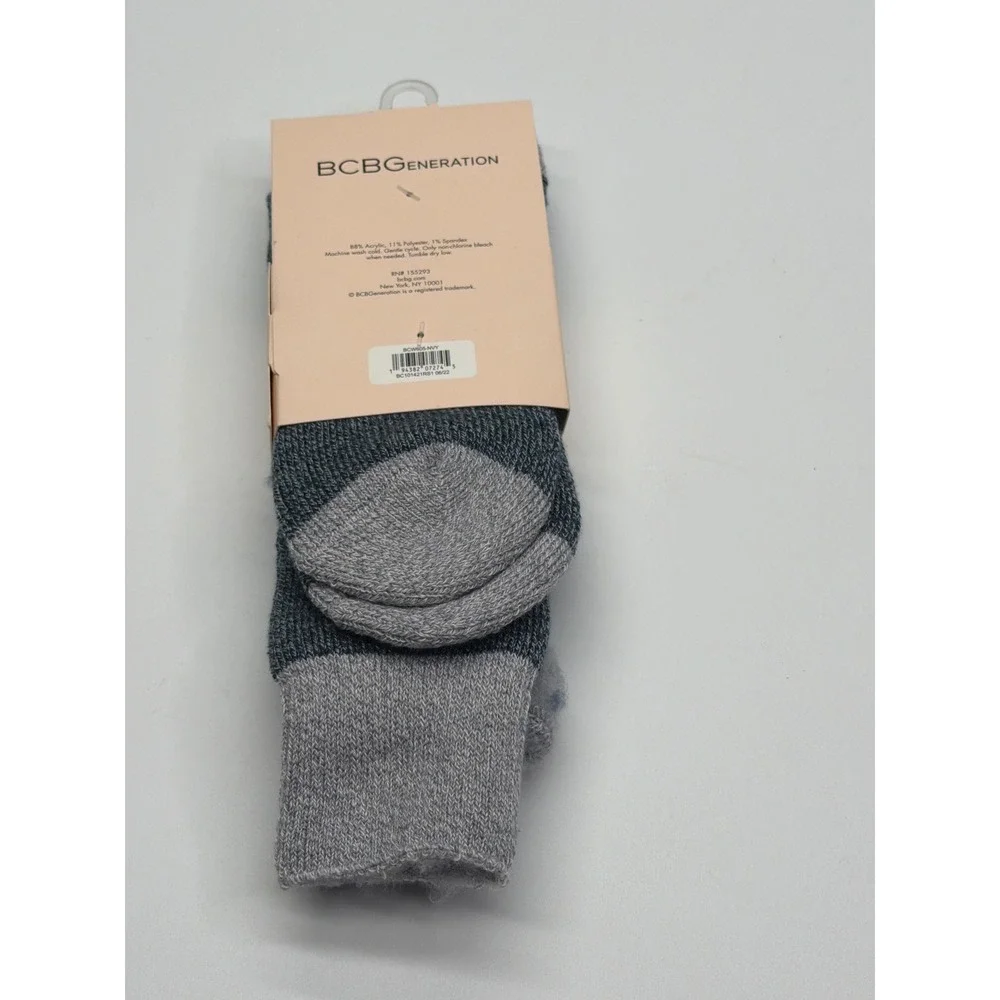 BCBGeneration Womens Thermal Heat Socks Fleece Lined Navy Grey BCW605-NVY NEW‎